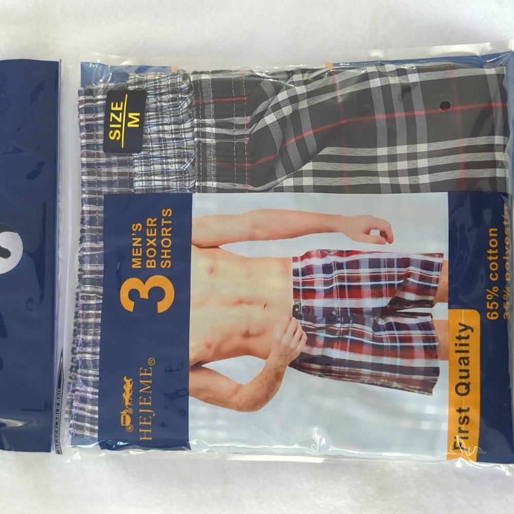3 Pack Men's Plaid Boxer Shorts Underwear Trunk Size M GREAT FATHER'S DAY GIFT